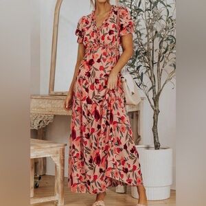 Floral Maxi Dress in Pink